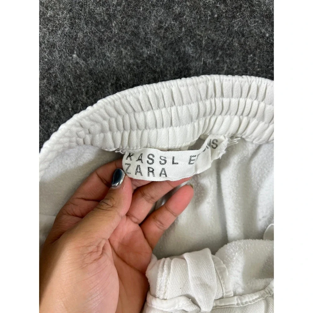 KASSL Editions x Zara Mens Off White Wide Leg Fleece Sweatpants Size Small